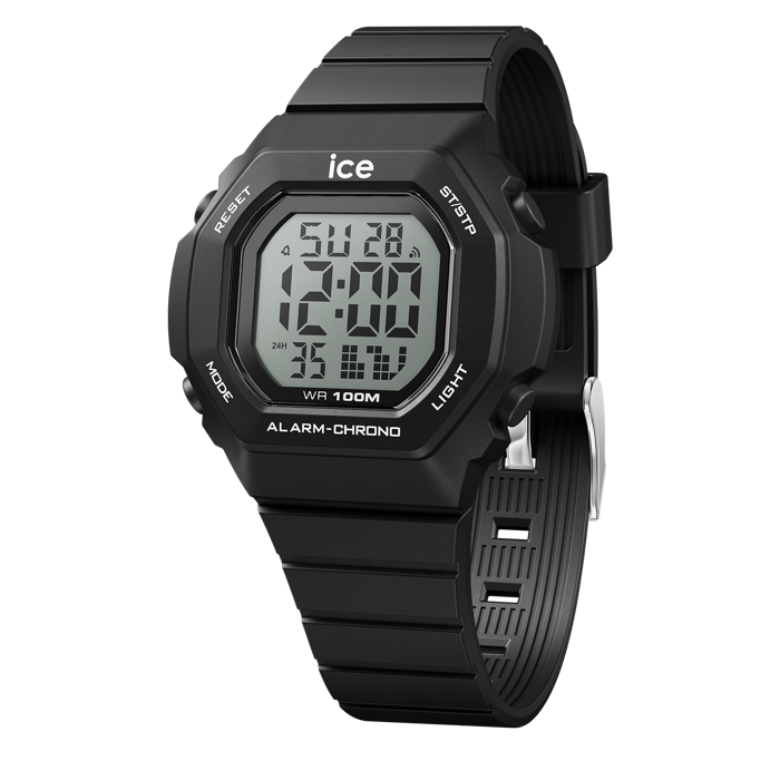Ice-Watch Psifiako Roloi Xronogafos Batarias me Mavro Kaoutsouk Louraki